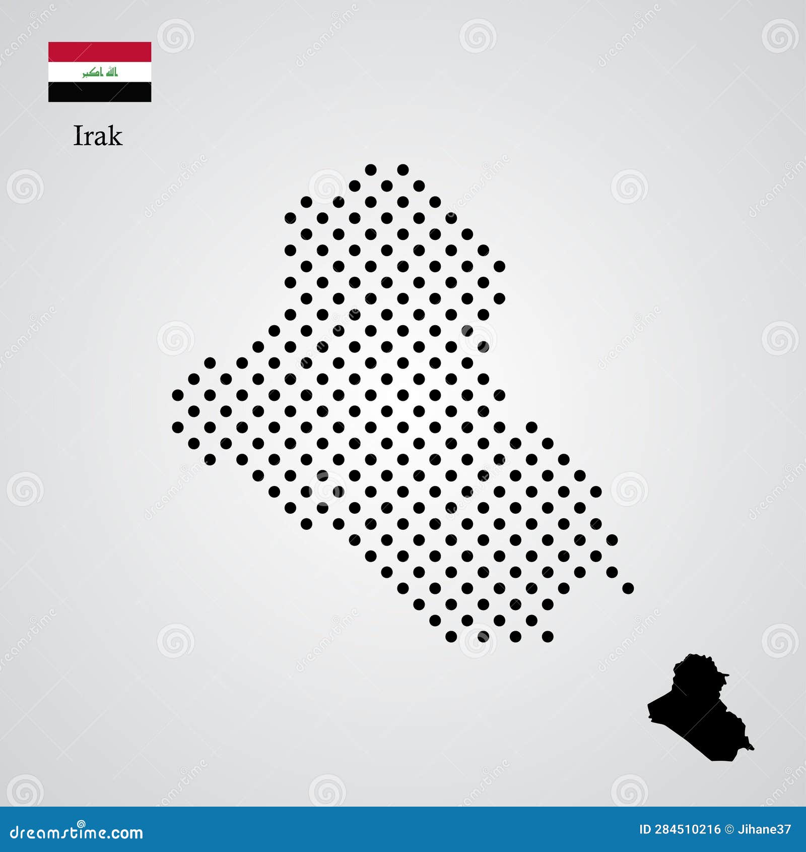 irak map silhouette halftone style