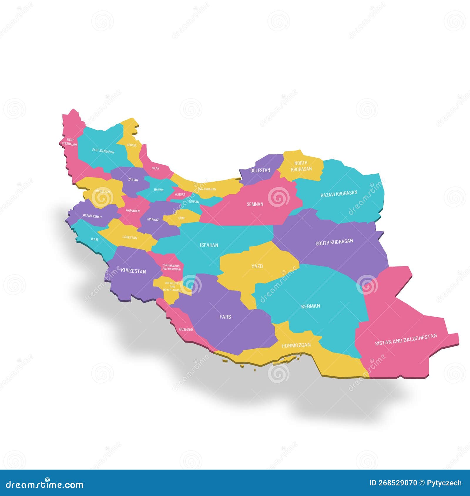 Iran Political Map of Administrative Divisions Stock Vector