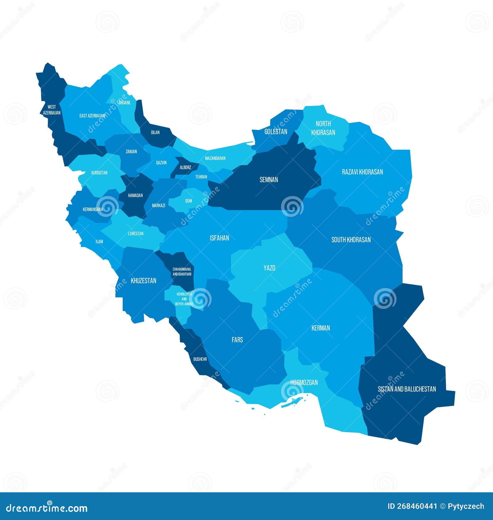 Iran Political Map Of Administrative Divisions Stock Vector Illustration Of Country Divided