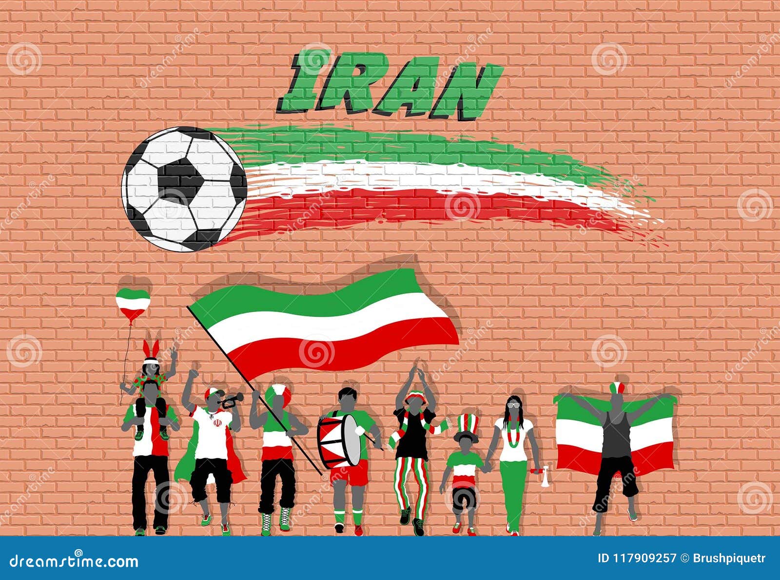 Iranian Football Fans Cheering with Iran Flag Colors in Front of Stock ...