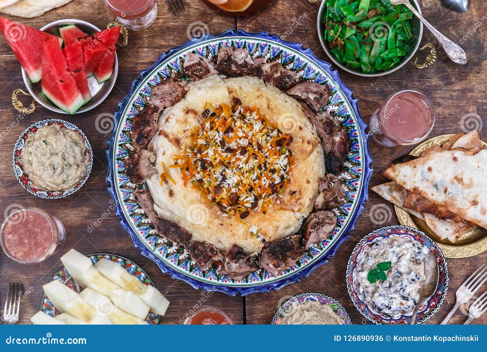 Iranian Pilaf with Tahdig and Lamb Close View Stock Photo Image of