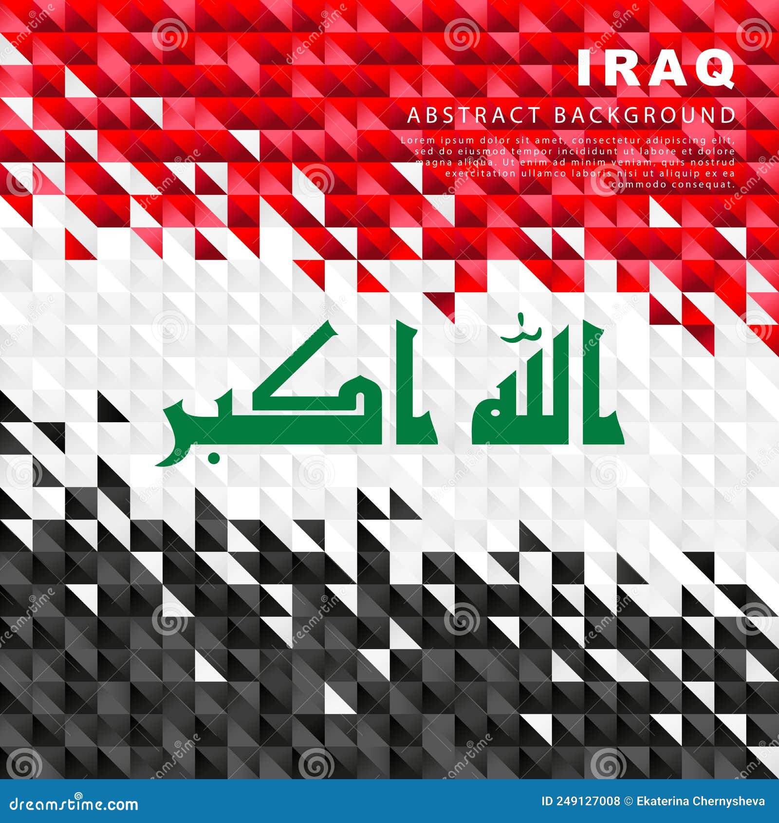 Iraq-Flagge. Abstrakter Hintergrund Kleiner Dreiecke in Form Von  Farbenfrohen Schwarz-weißen Und Roten Streifen Der Iraqi-Flagge Vektor  Abbildung - Illustration von pyramide, arabisch: 249127008