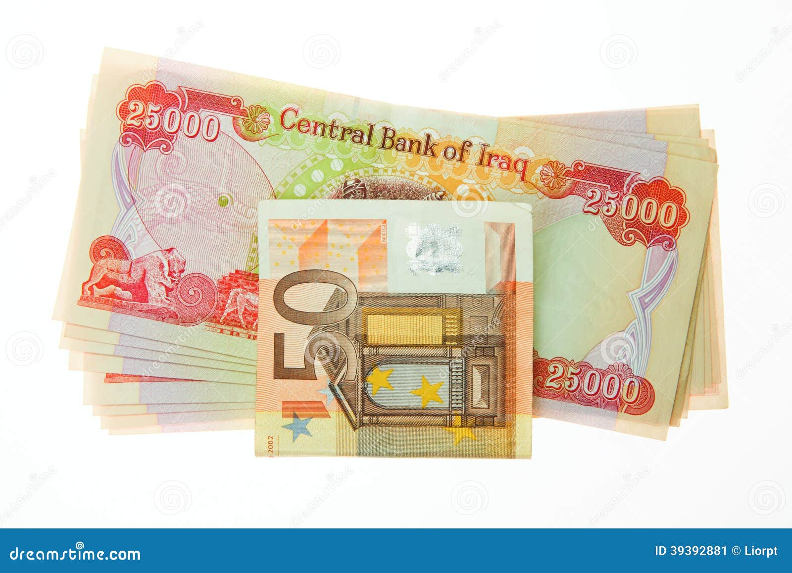 Euro To Dinar Iraq Iraqi Dinars and Fifty Euro Note Stock Image - Image of money, dream: 39392881