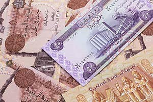 An Iraqi Fifty Dinar Bank Note With Egyptian One Pound Bank Notes Stock 