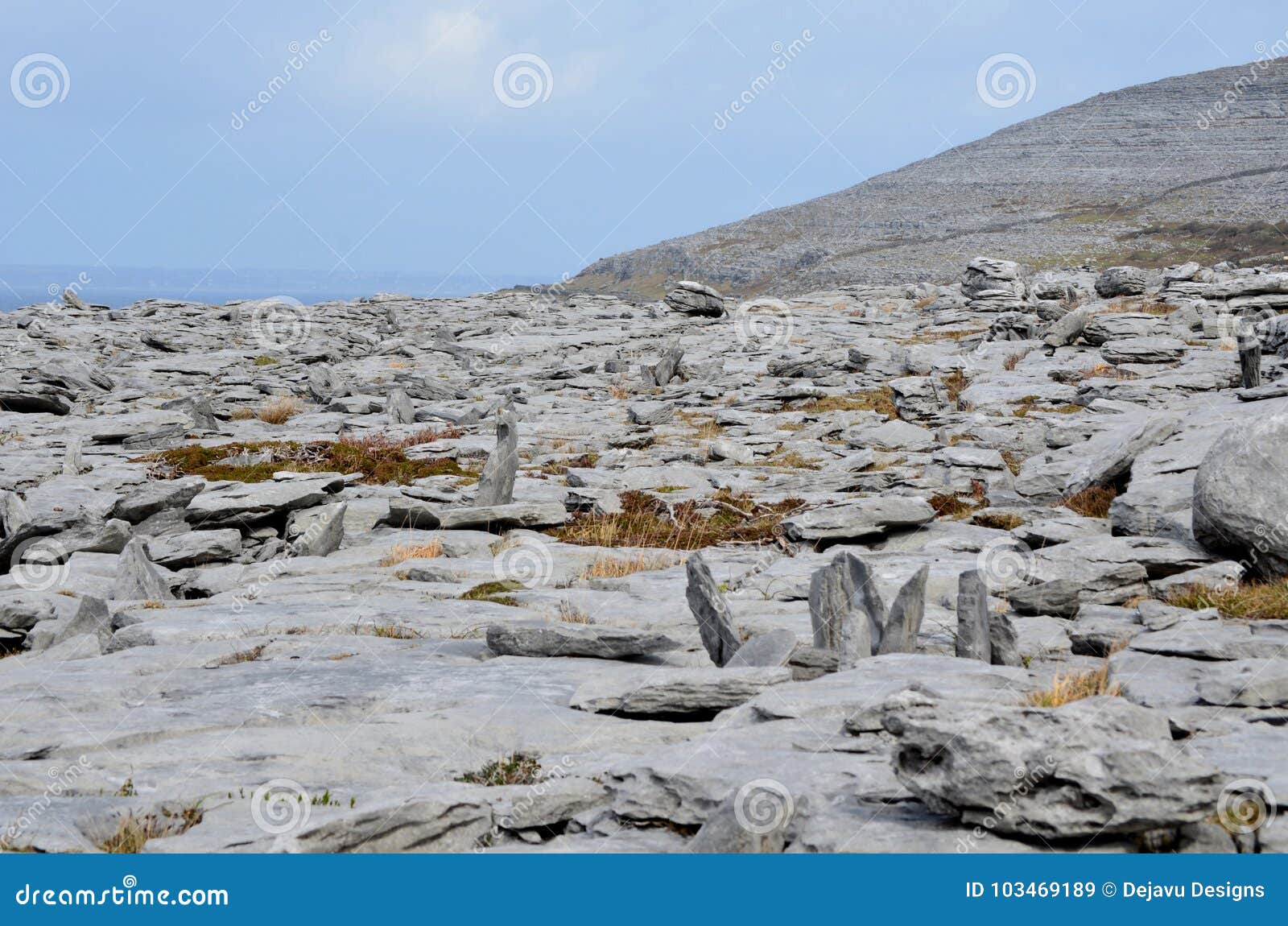 ireland countryside in burren with great stones