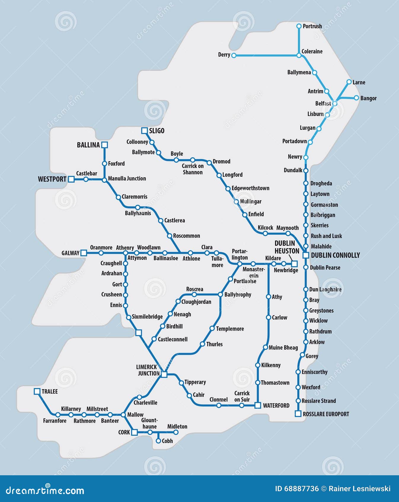 Ireland Railway Map Schematic Route Network 68887736 