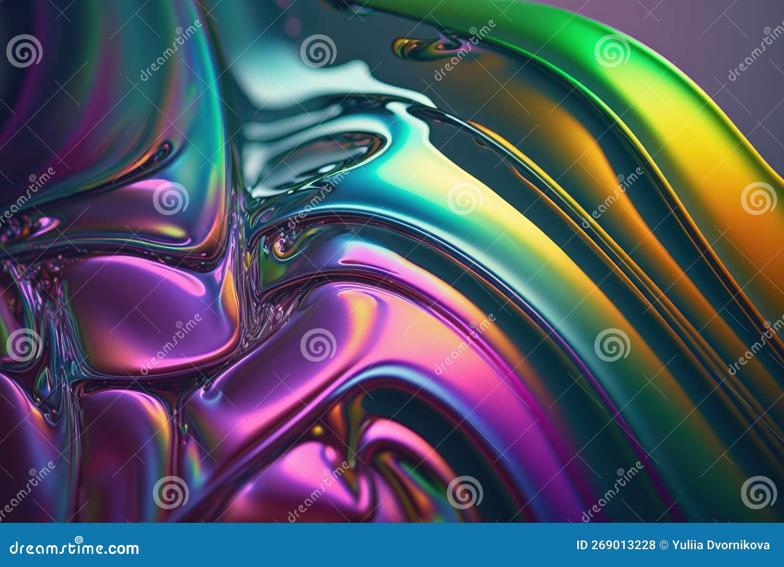 Iridescent Paint Colorful Vivid Background. Liquid Splashes and