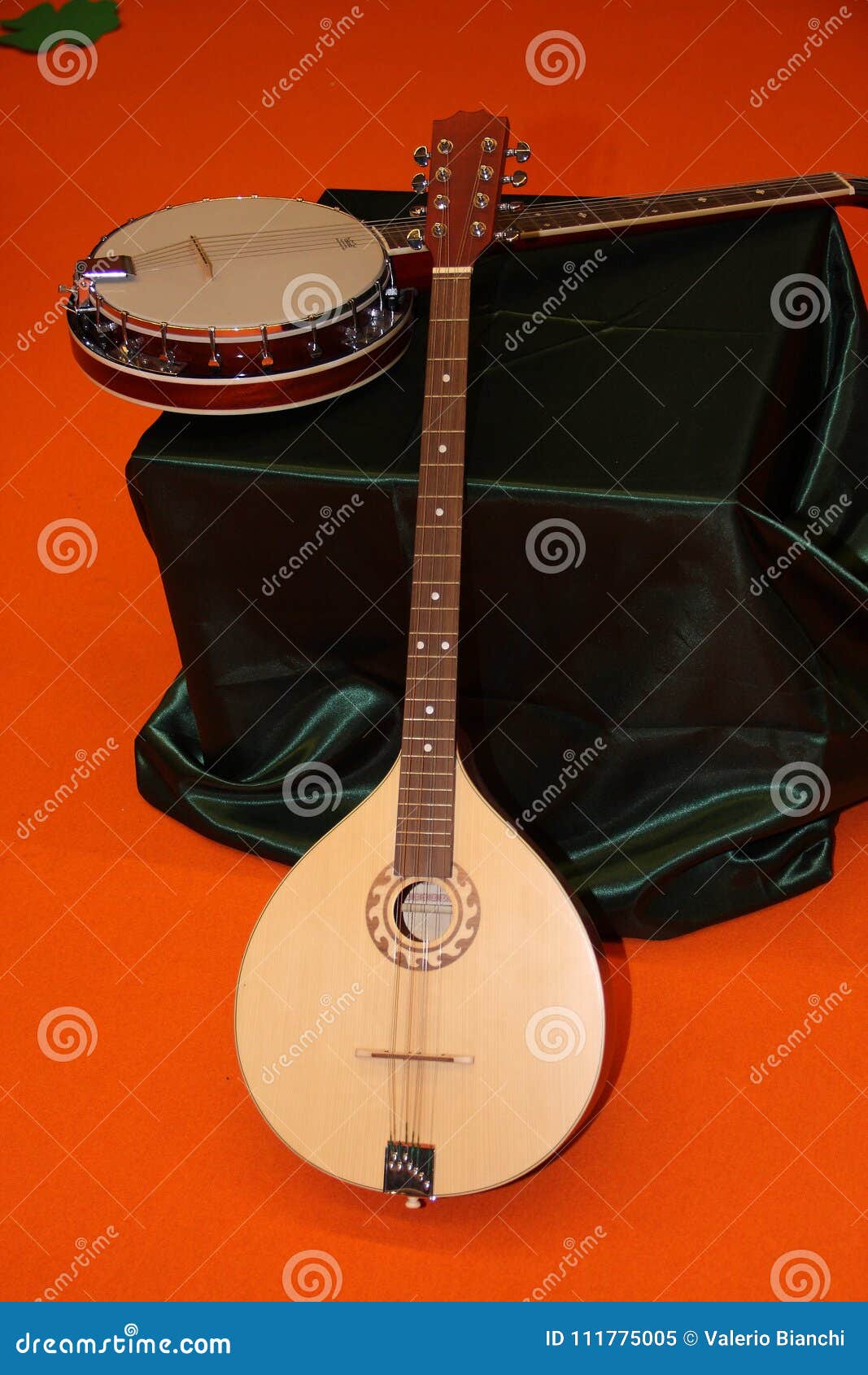 Irish Bouzouki In The Foreground And Bodhran In The Background Stock