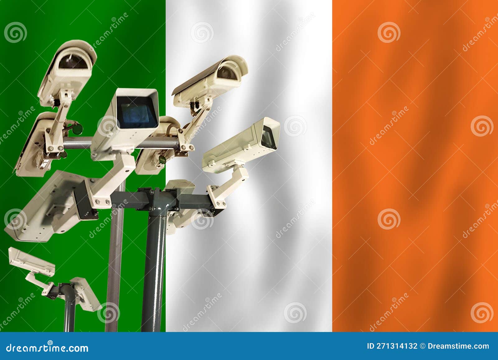 Irish CCTV Camera on the Flag of Ireland Surveillance, Security