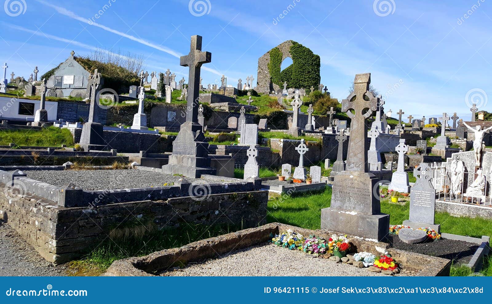 Irish Cemetery with Ruins of Church in Background Editorial Image ...