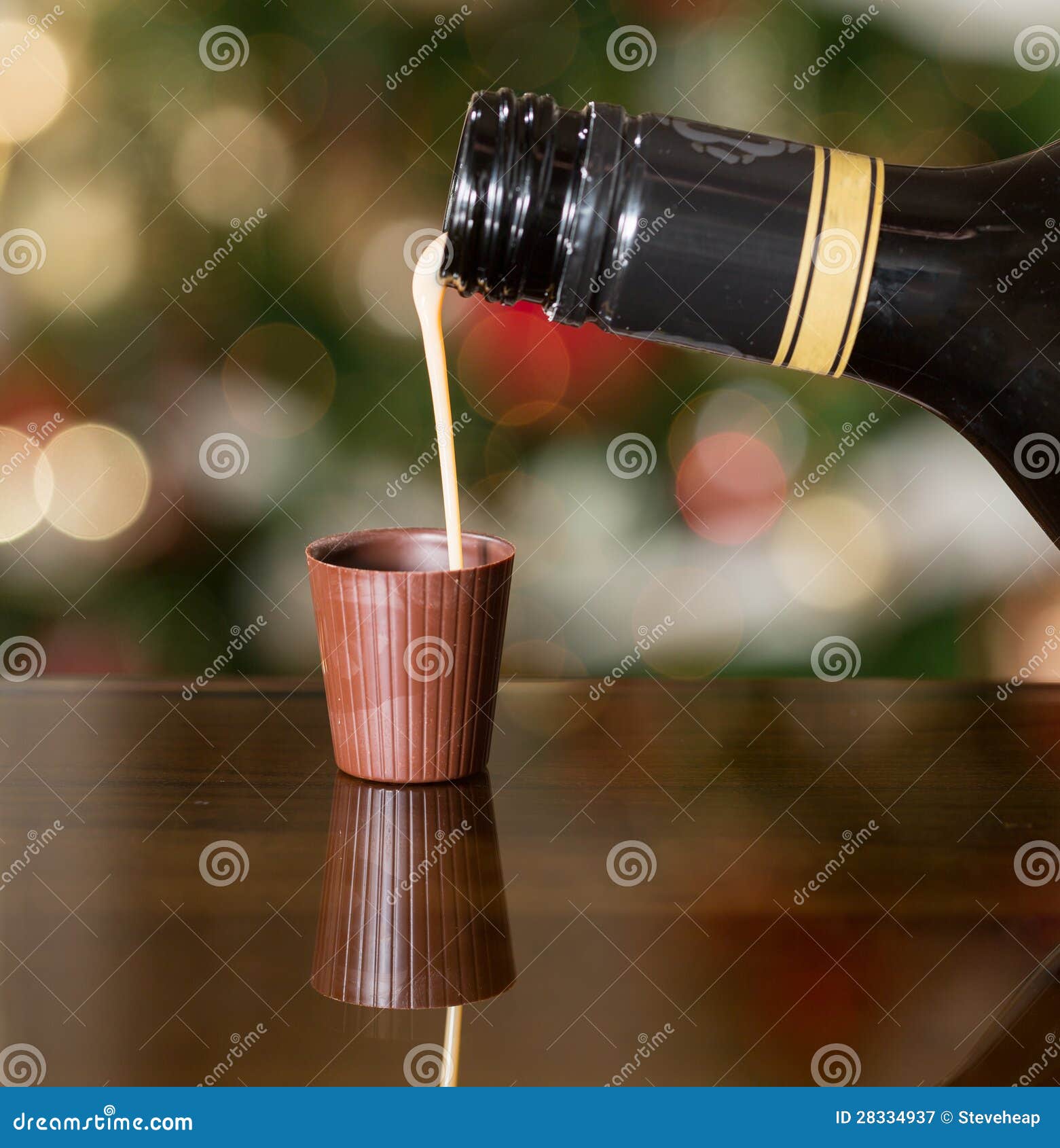 Irish Cream Liqueur Pouring into Chocolate Stock Image Image of