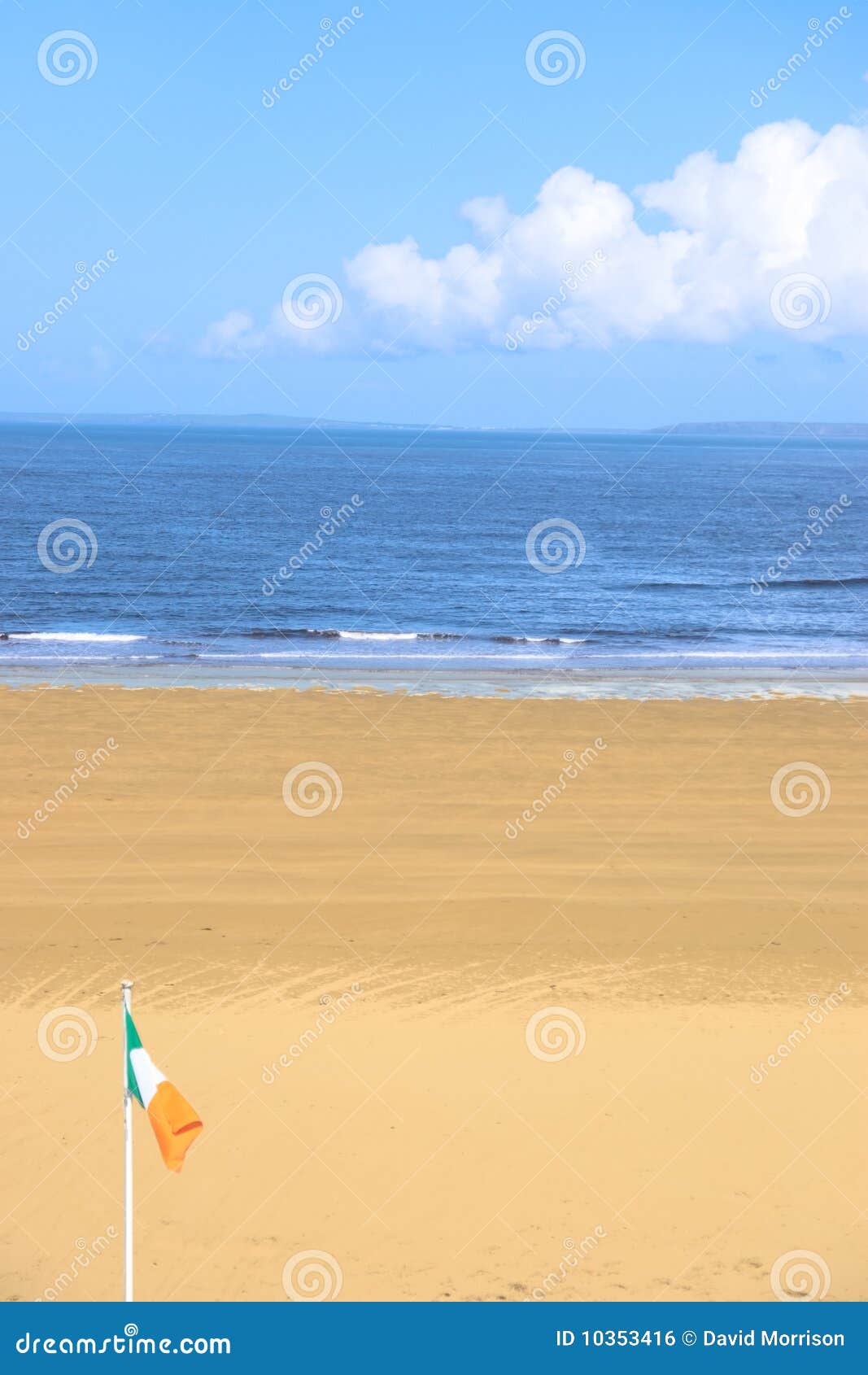 Irish flag waving on beach stock photo. Image of clouds 10353416