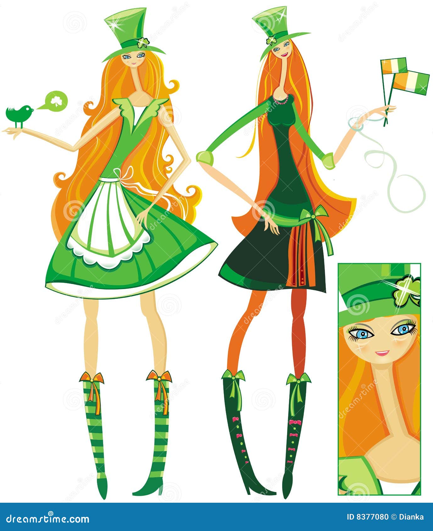 Irish Girls stock vector. Illustration of dress, people 8377080