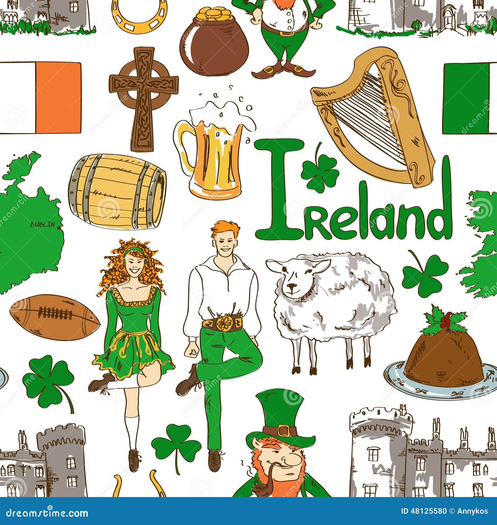 of harp symbol irish ireland Stock 48125580 Image: Irish Seamless Symbols Vector Pattern of harp symbol irish ireland Stock 48125580 Image: Irish Seamless Symbols Vector Pattern