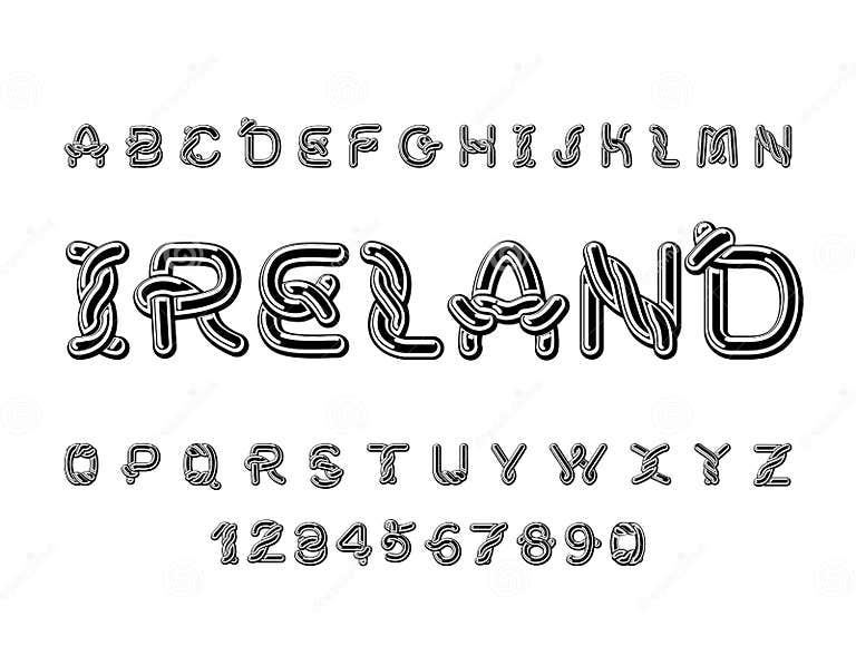 IrlandGuss Nationales Keltisches Alphabet Traditionelles Irisches Orname Vektor Abbildung