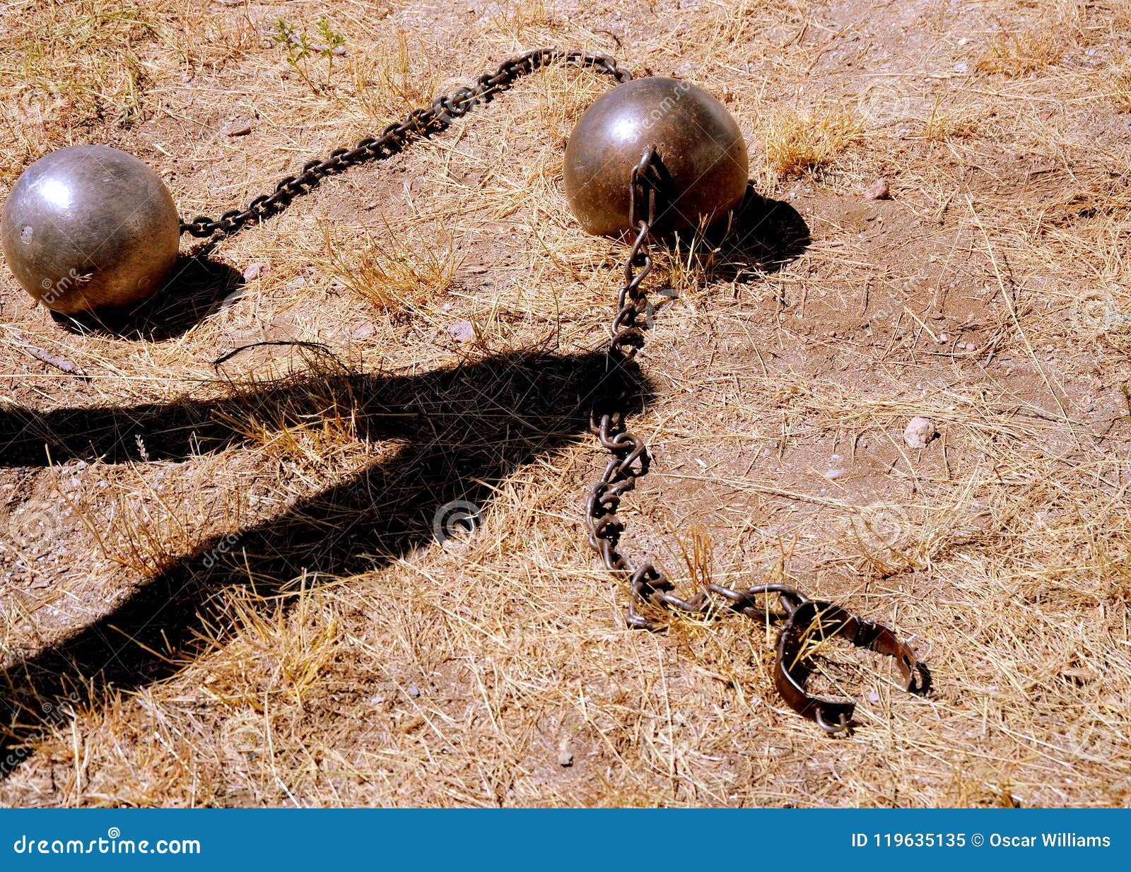 Iron balls and chains. stock image. Image of violence 119635135