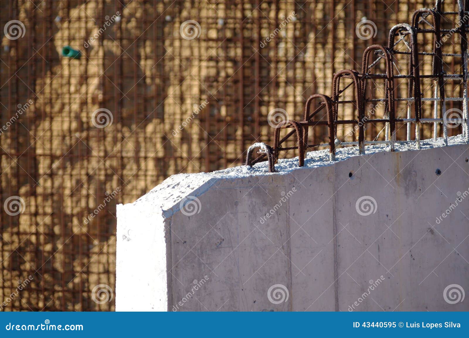 Iron bars and concrete stock image. Image of oxidated 43440595