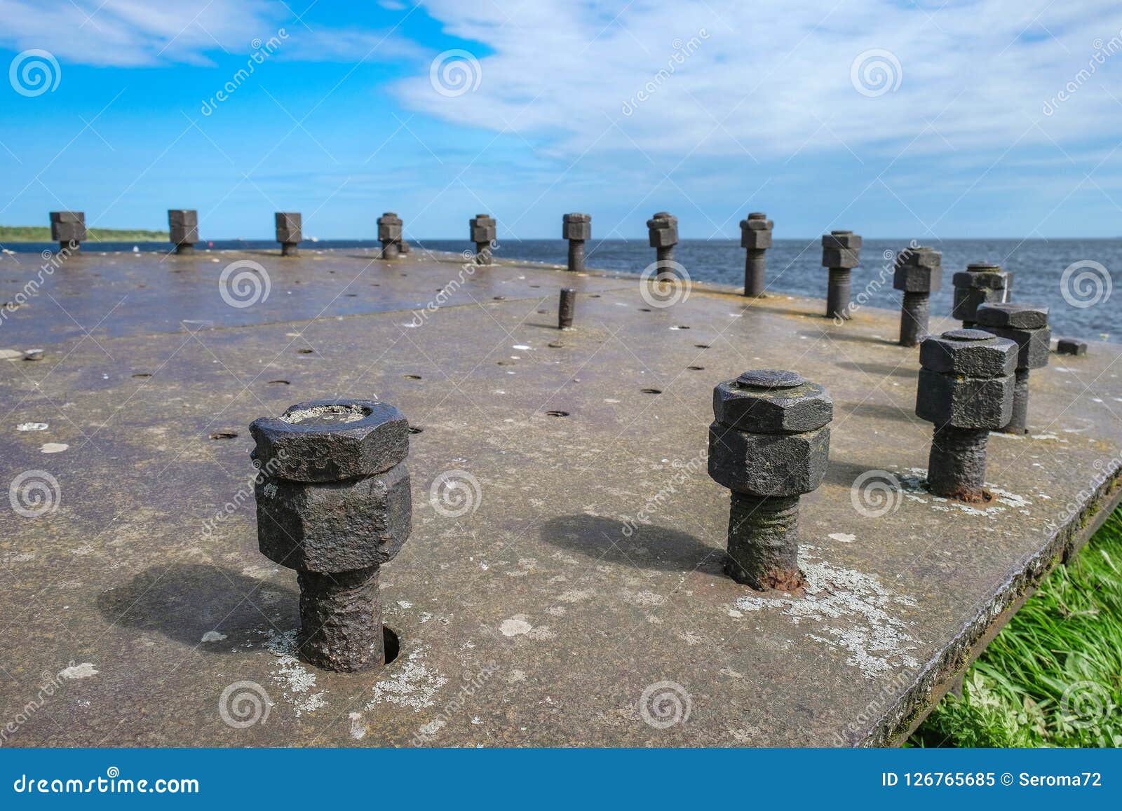 Iron Bolts Sticking Out of Concrete Slab Stock Image Image of chrome