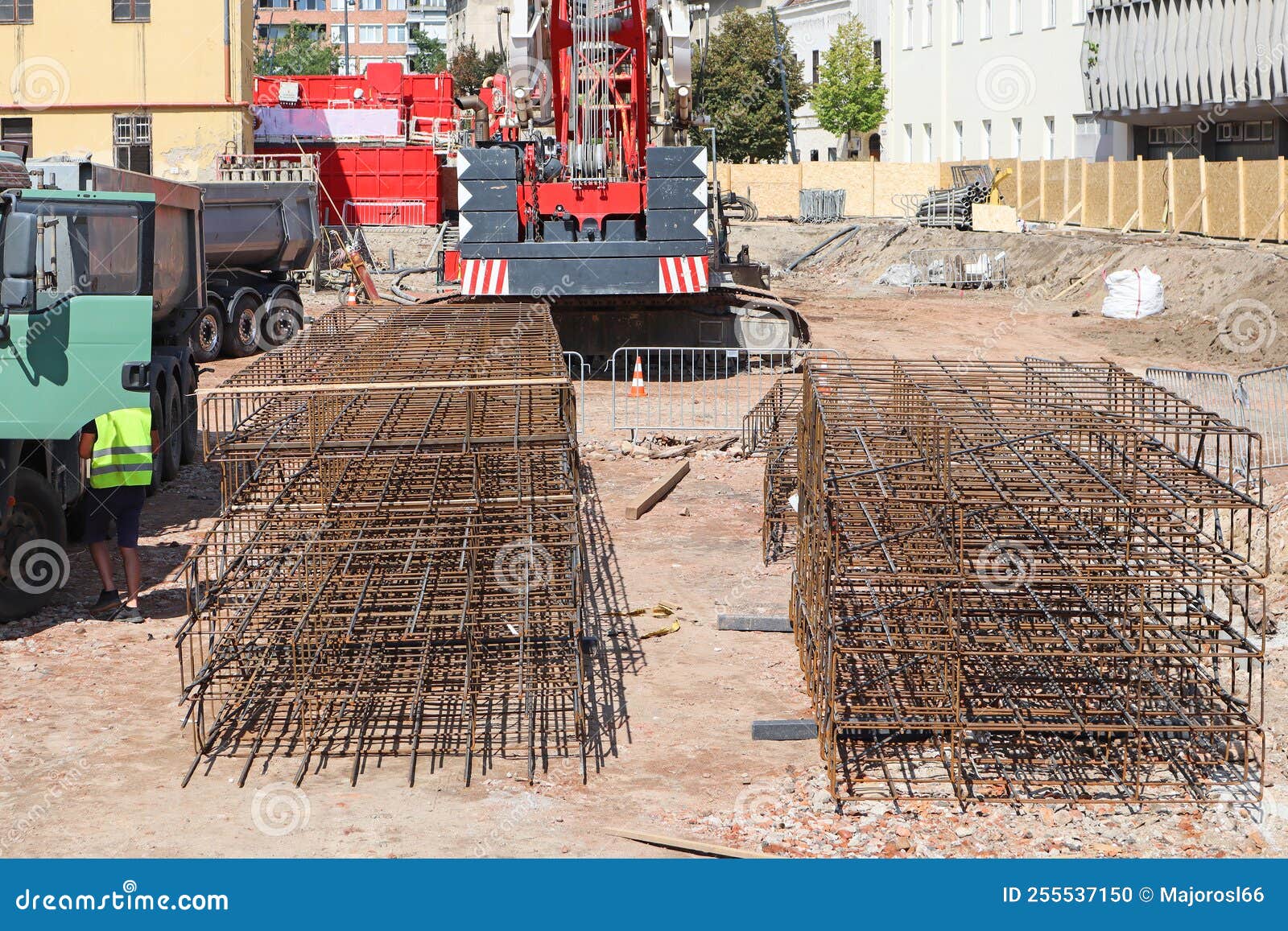 Iron Construction Material Elements at the Construction Site Stock