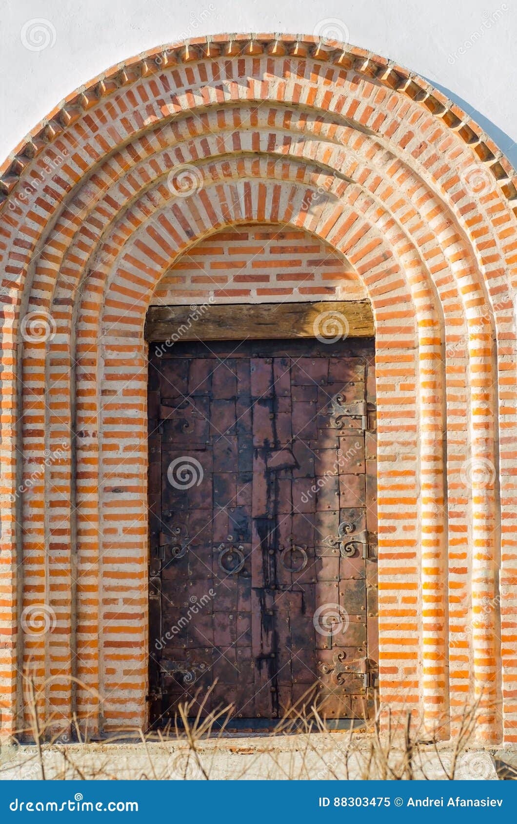 Iron Door in the Arch Painted Ornament Stock Image Image of