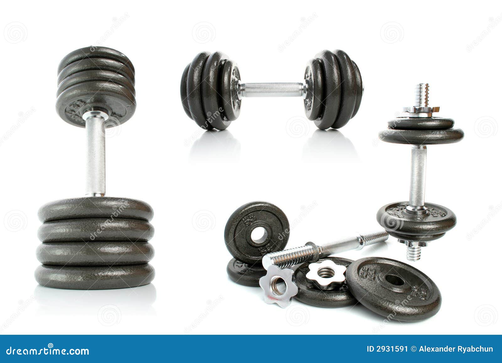 Iron Dumbbells Set on White Stock Image Image of health, equipment