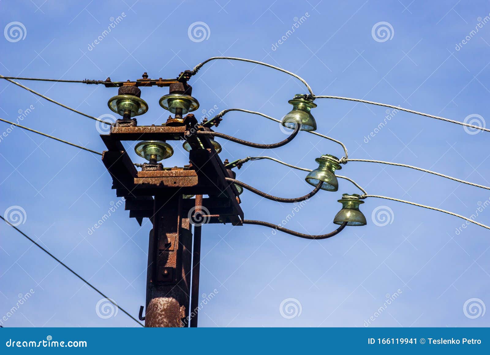 Iron electric pole stock image. Image of blue, equipment 166119941