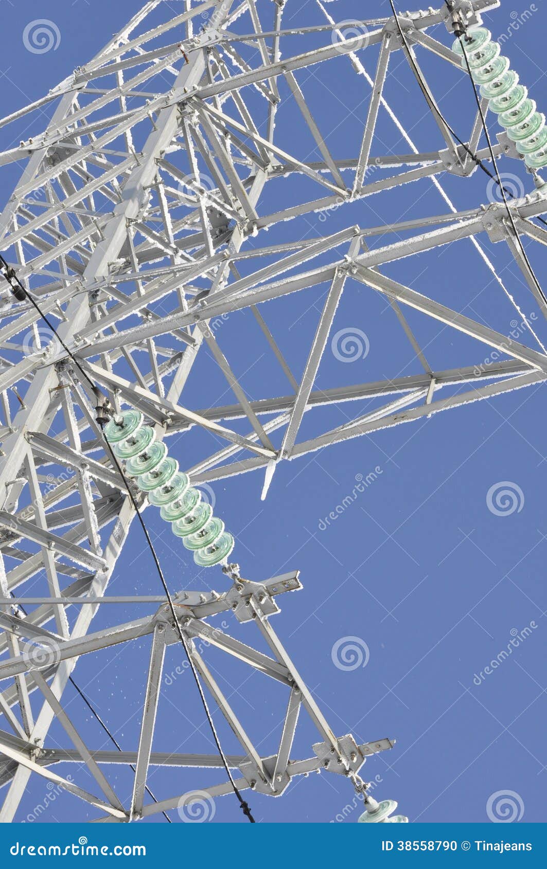 Iron Electric Pole in the Sky. Stock Photo Image of frame, blue 38558790