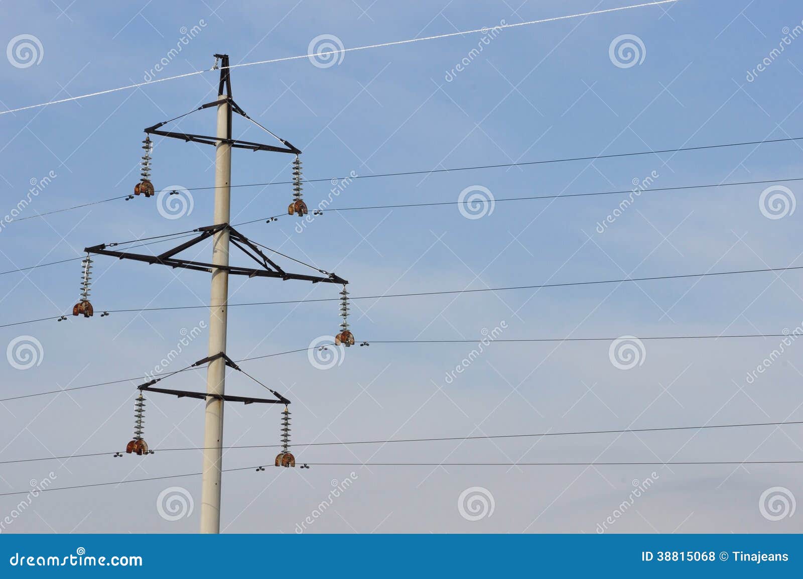 Iron Electric Pole in the Sky. Stock Photo Image of supply, line