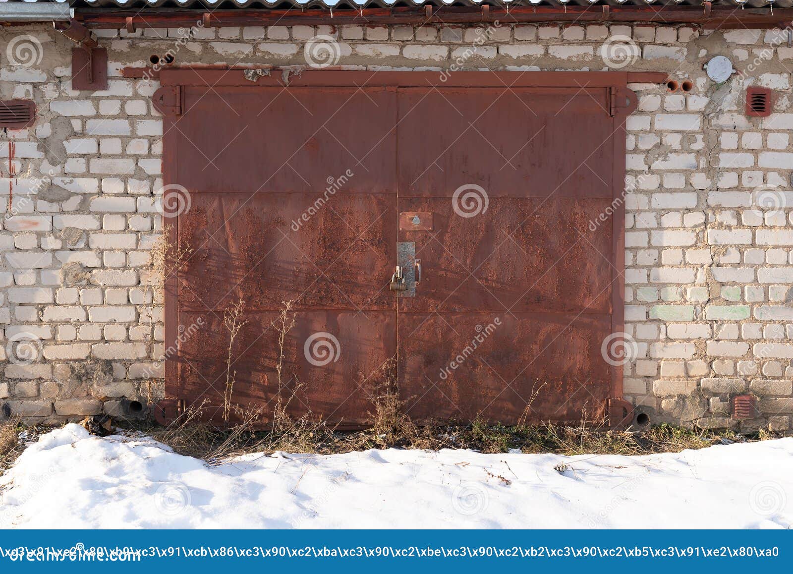 Iron Garage Doors with Peeling Paint Stock Photo Image of background