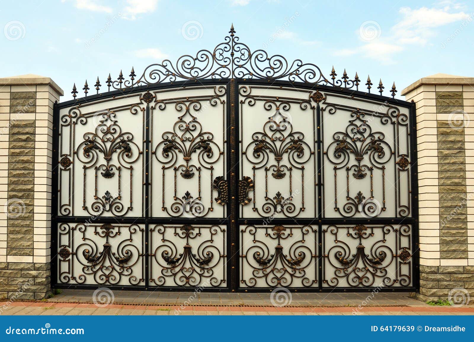 Iron Gate with Wrought Ornament on it Stock Image - Image of pattern