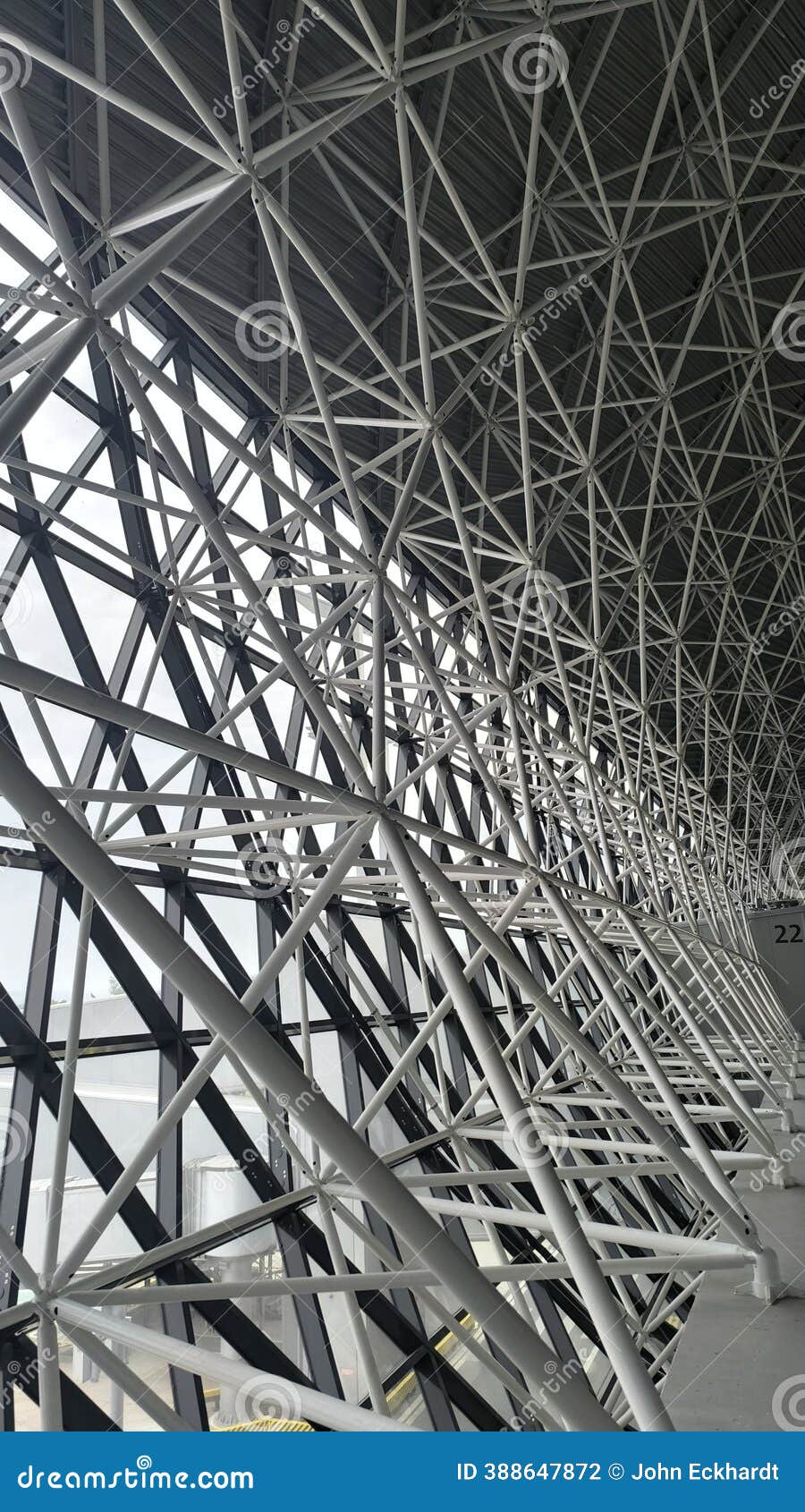 Geometric Facade Construction of Iron and Glass with Triangular Shapes.  Stock Photo - Image of architecture, geometric: 388647872