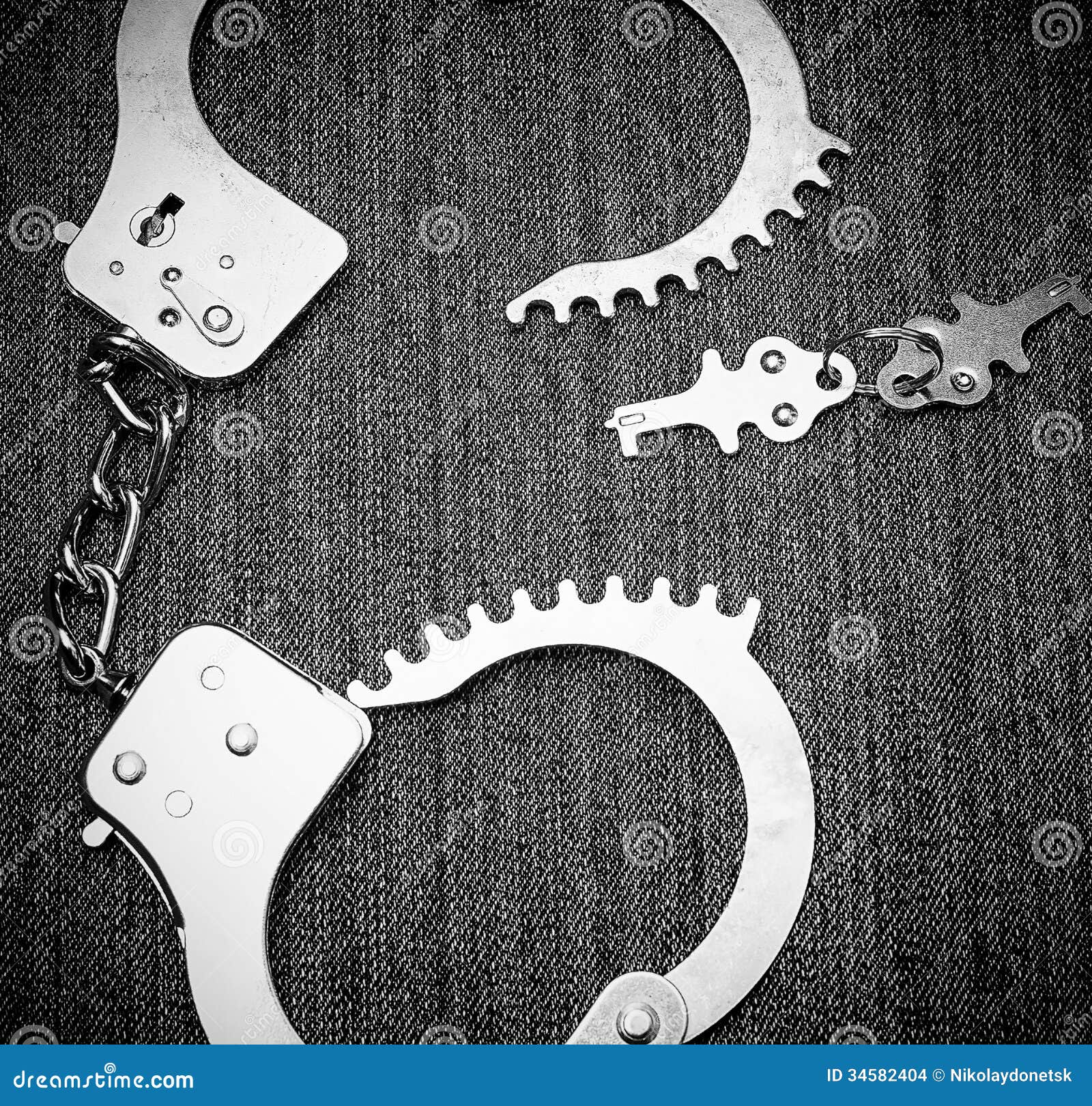 Iron Handcuffs with Two Keys Stock Photo Image of chain, security