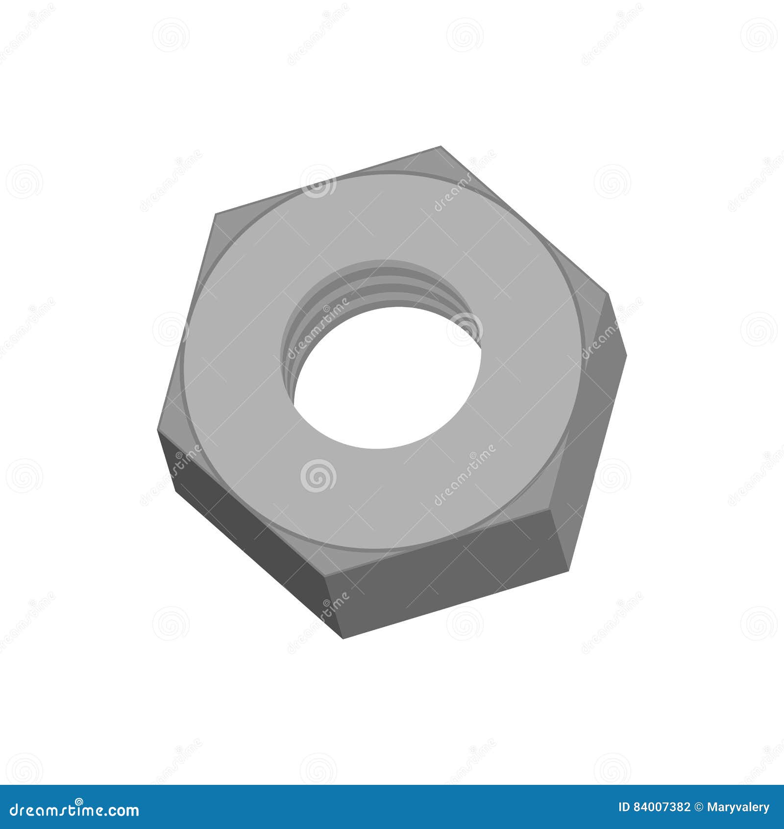 Iron Nut Isolated. Metal Female on White Background Stock Vector