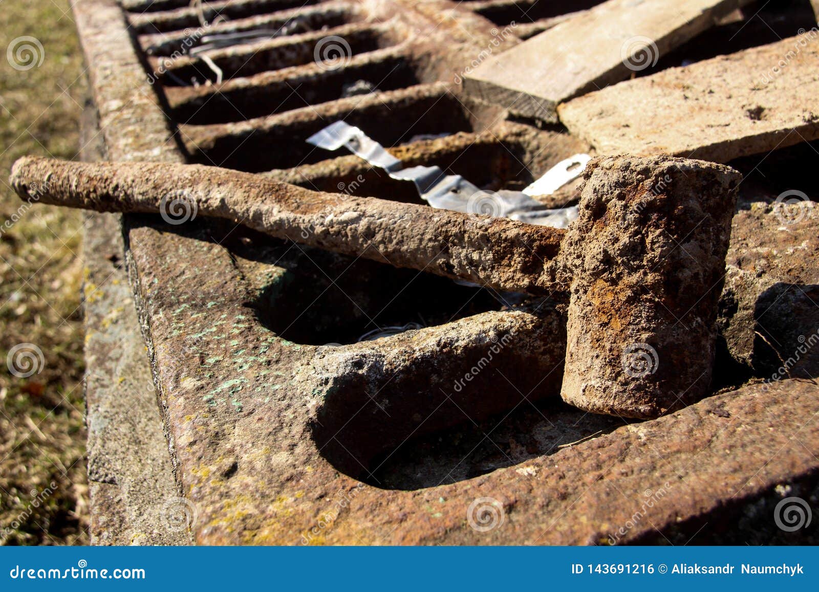 Rusty Hammer on the Iron Grill Stock Photo Image of barn, rusty