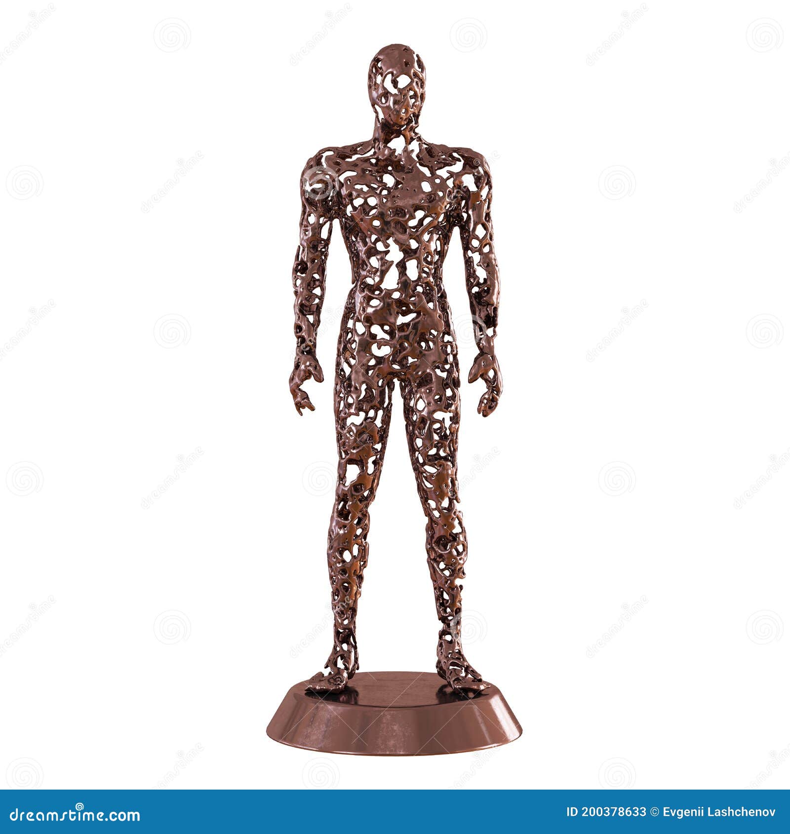 Iron Sculpture of a Man Made of Metal with Many Holes All Over His