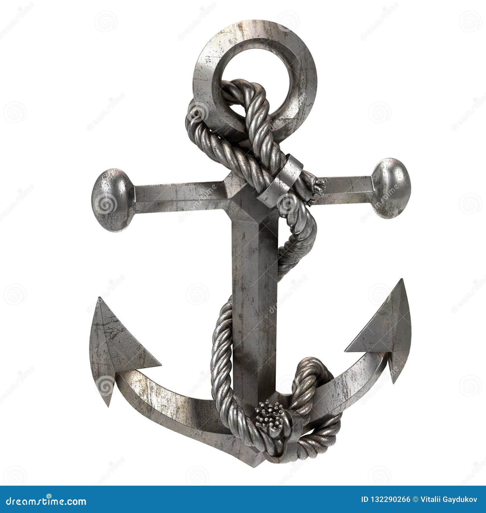 Iron Sea Anchor on an Isolated White Background. 3d Illustration Stock ...