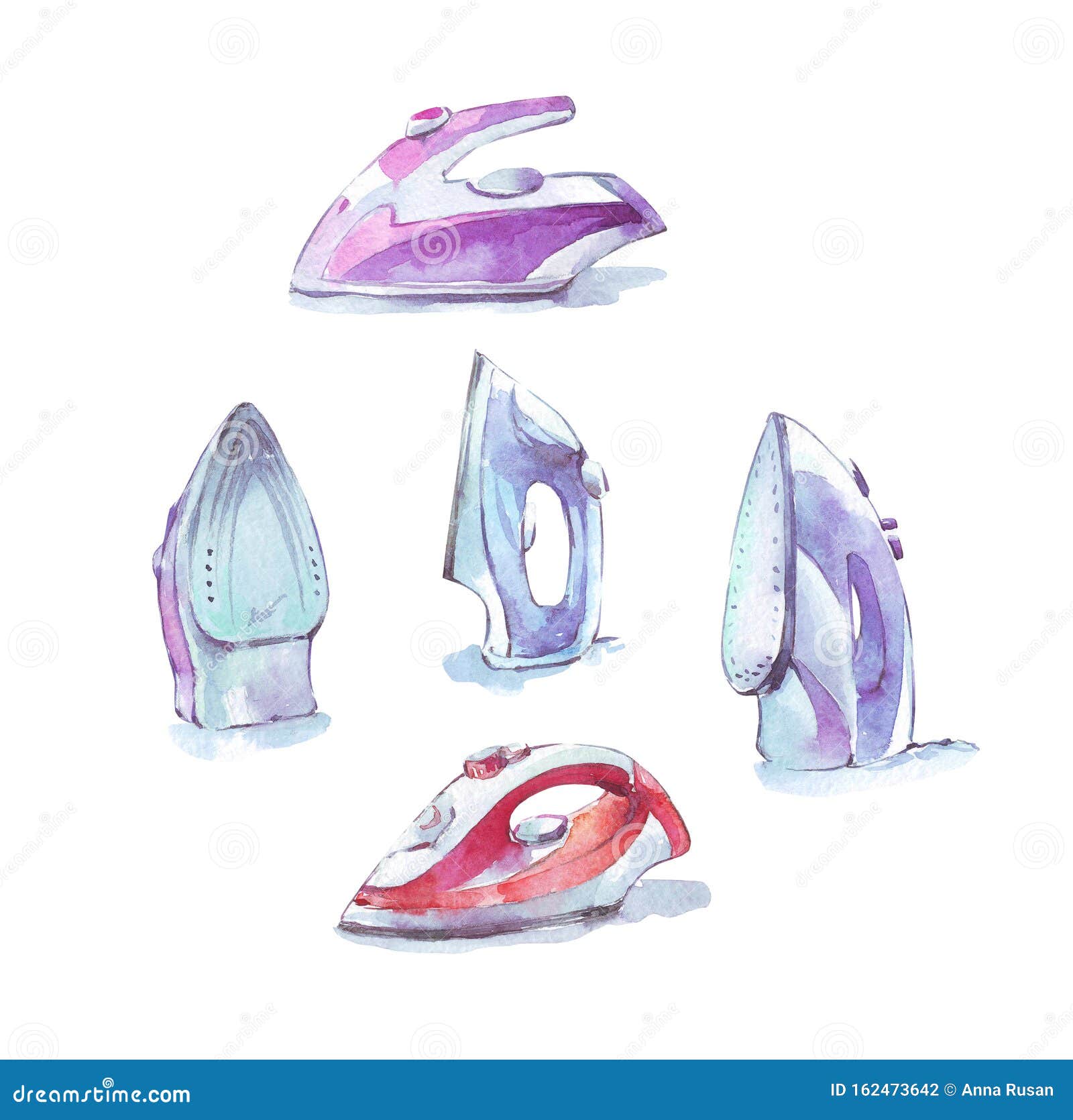 Iron Set Watercolor Illustration Stock Illustration Illustration of