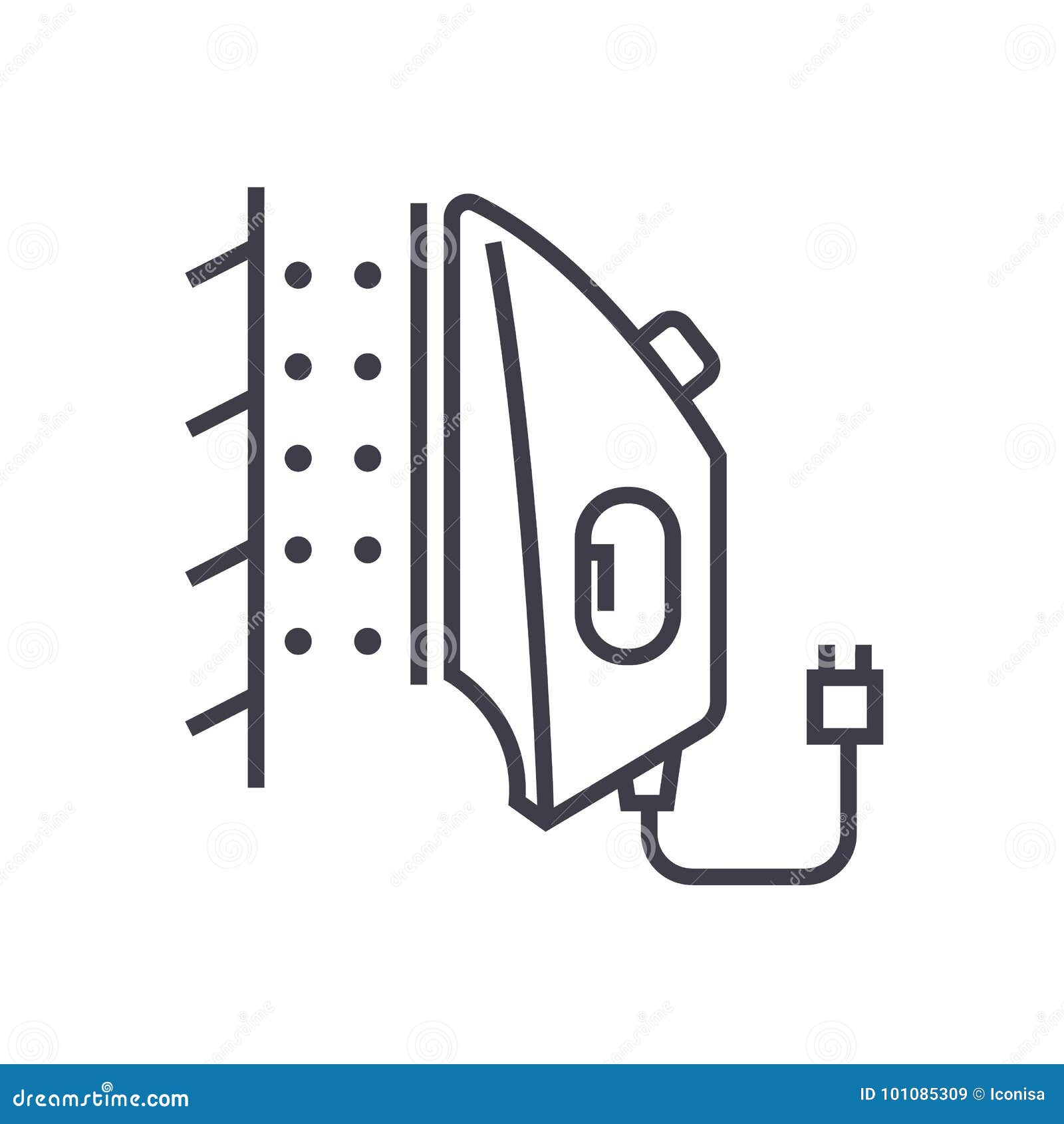 Iron Steamer Vector Line Icon, Sign, Illustration On Background