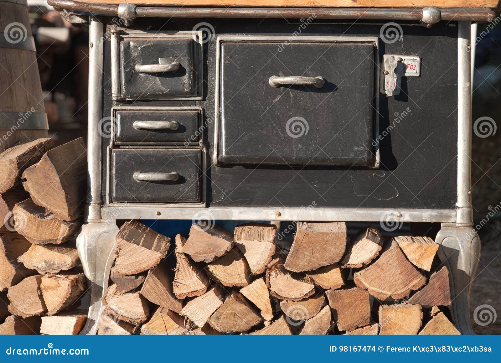 Iron Stove with Firewood stock photo. Image of antiquarian 98167474