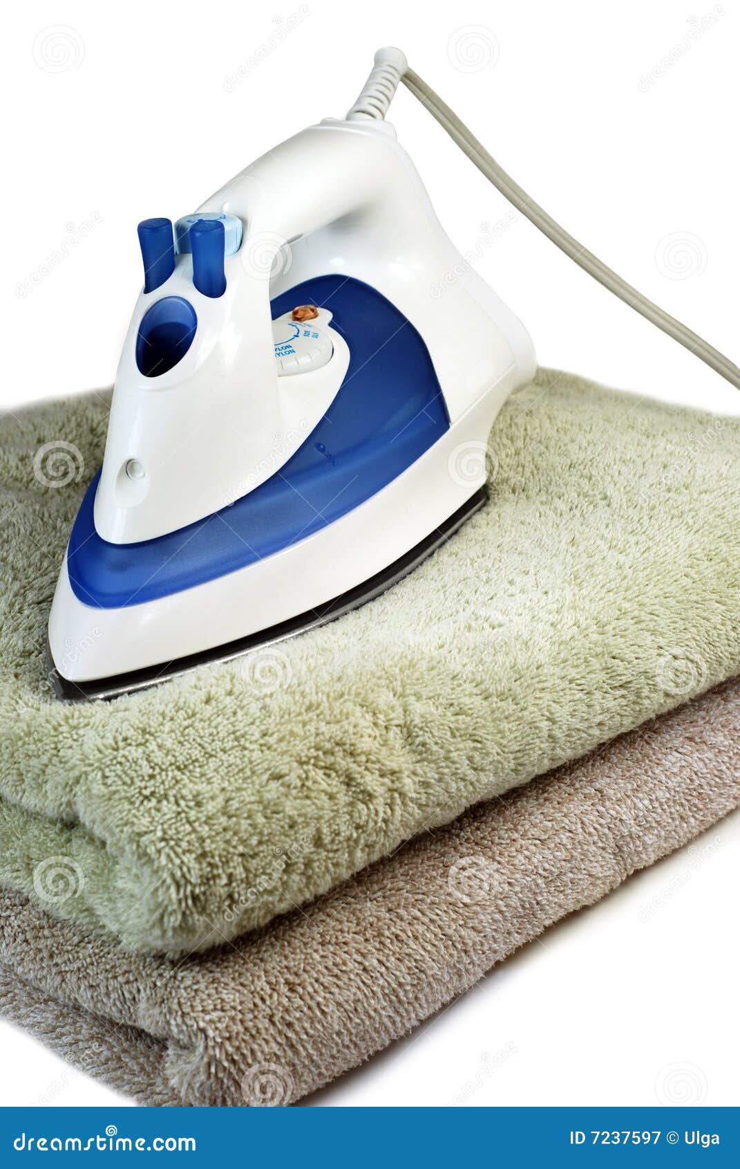 Iron with towels stock image. Image of chores, clean, ironing 7237597