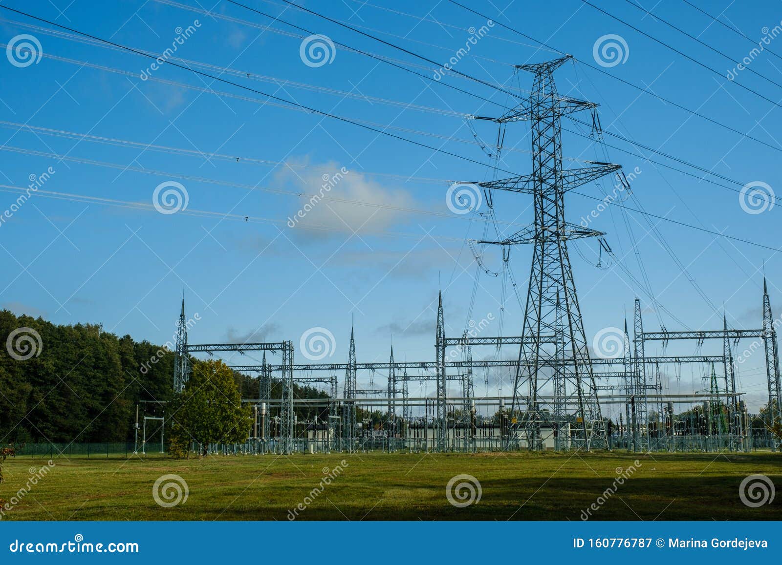 Iron Utility Pole of a High Voltage Power Line and Distribution Unit
