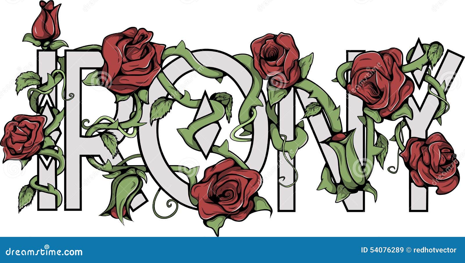 irony sign with roses.