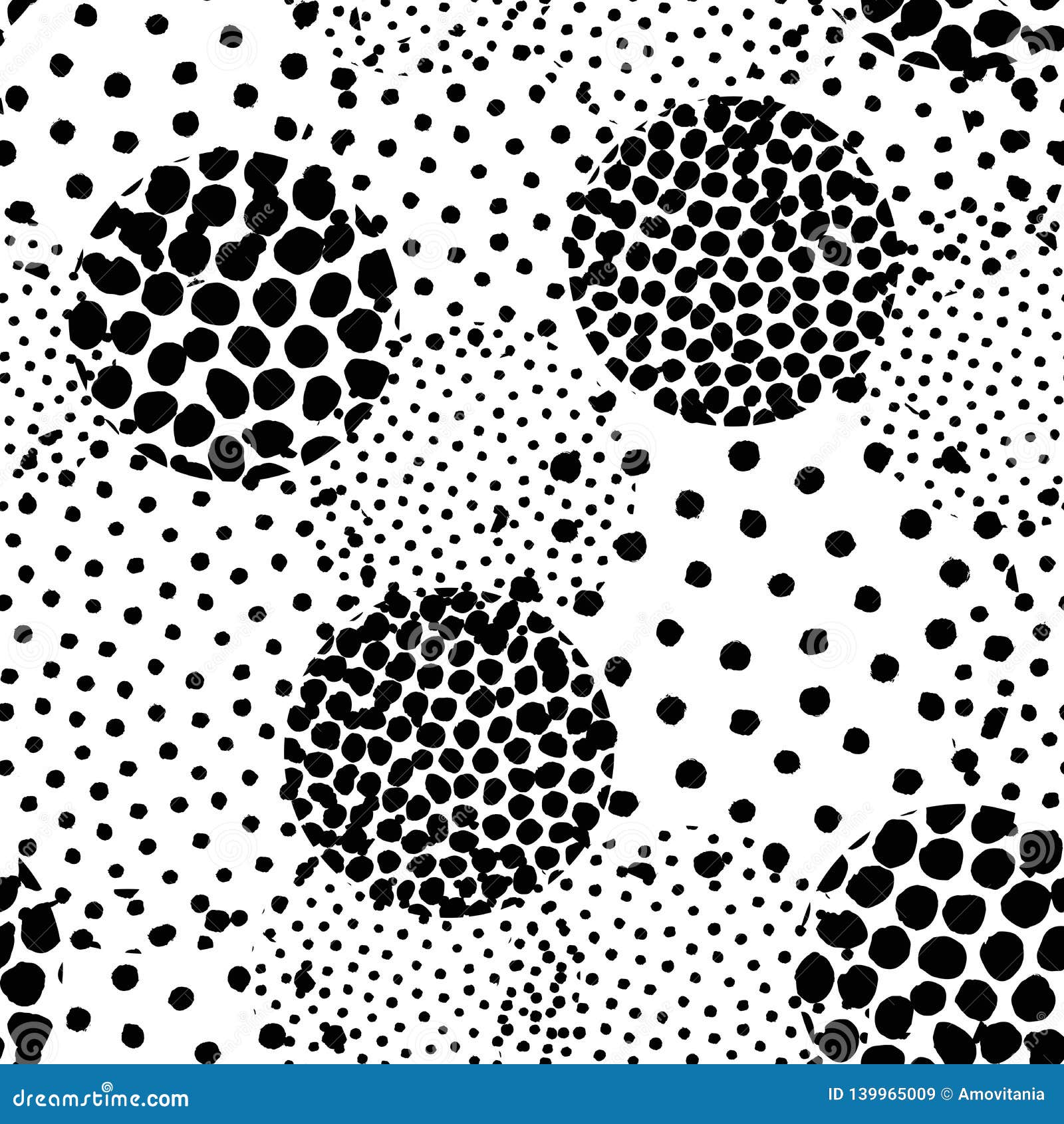 Irregular Dots Brush Strokes Pattern. Seamless Hand Drawn Painted
