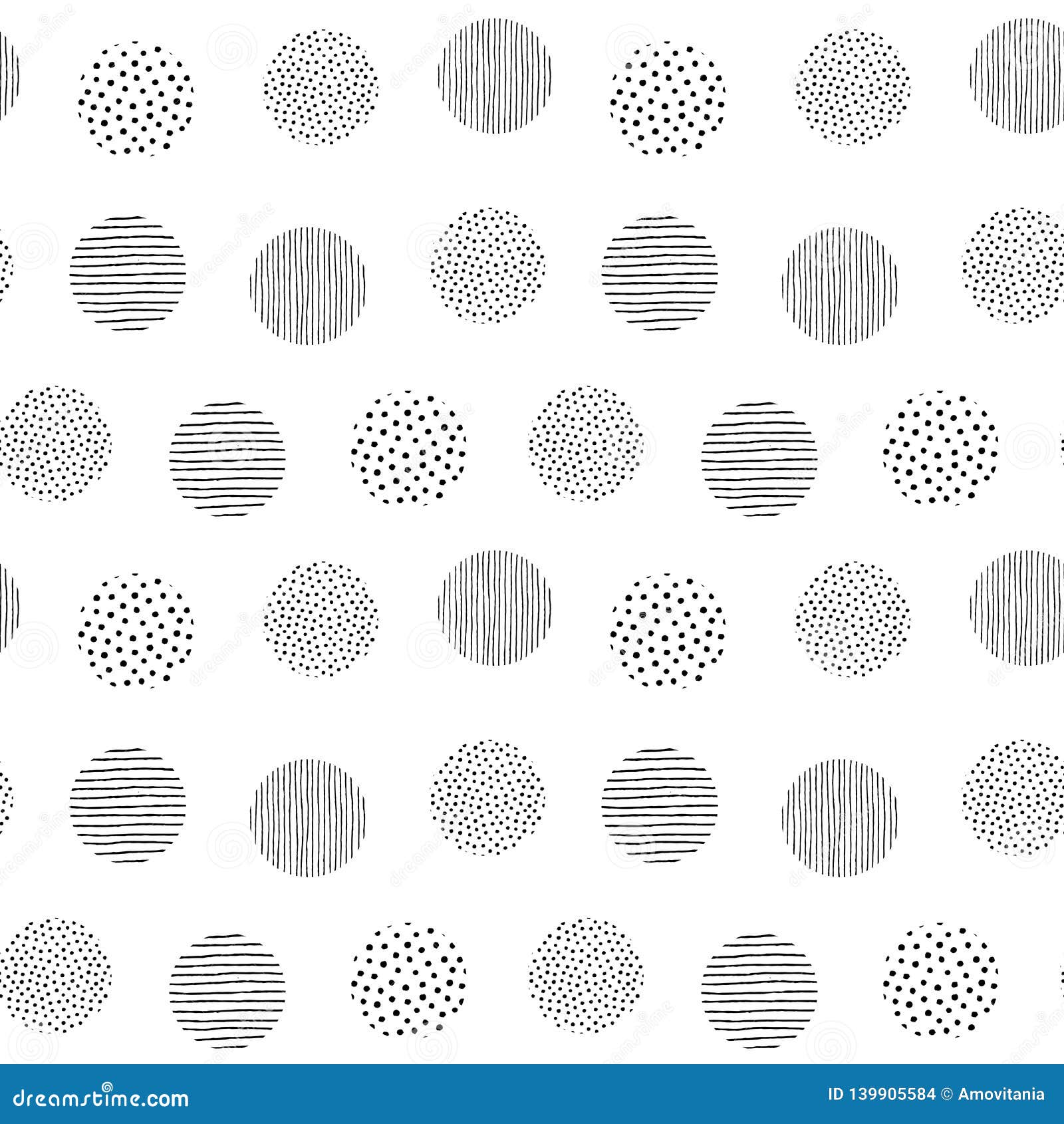 Irregular Dots Brush Strokes Pattern. Seamless Hand Drawn Painted Lines
