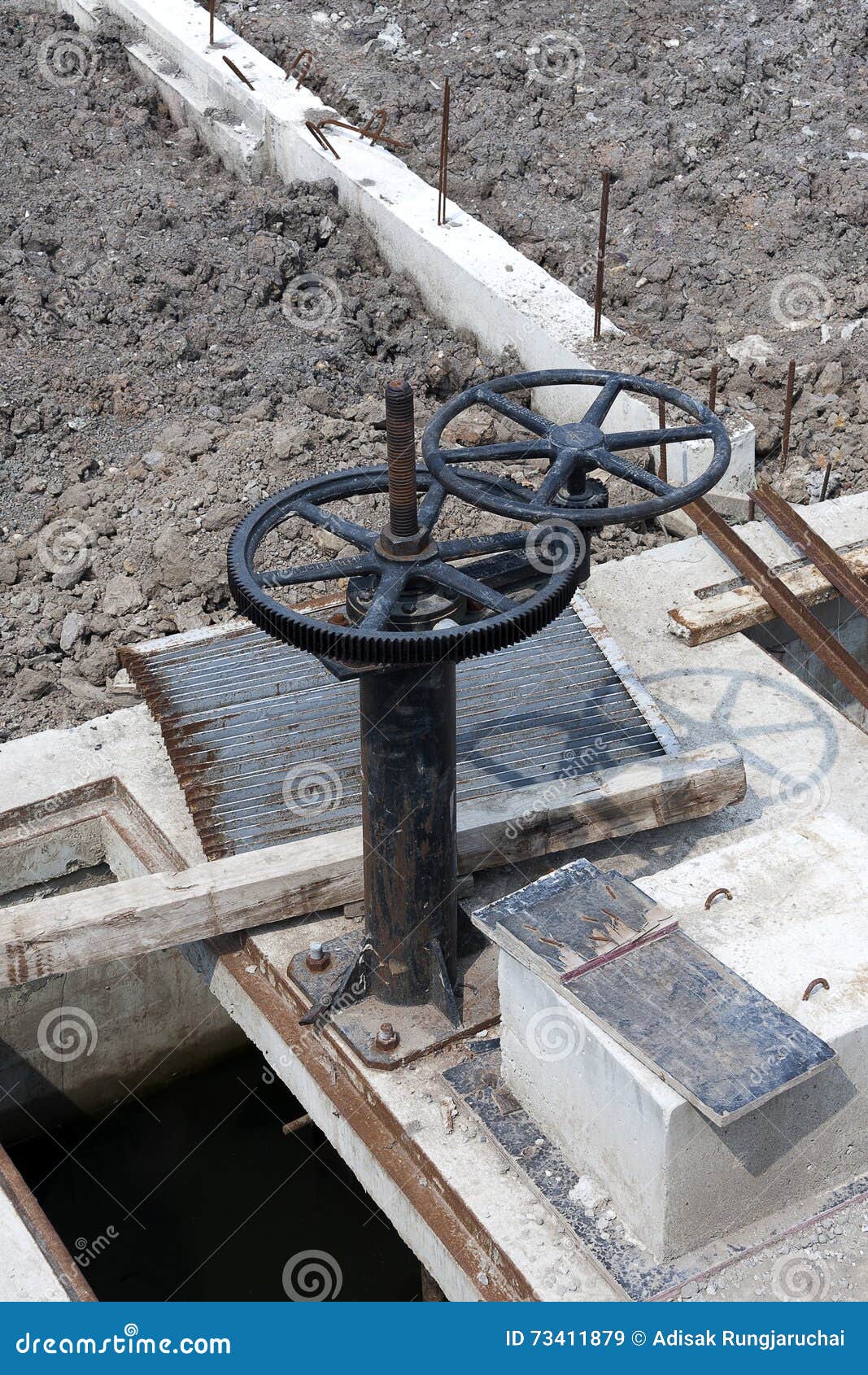 Irrigation Canal and Floodgate Valve Stock Image Image of landscape