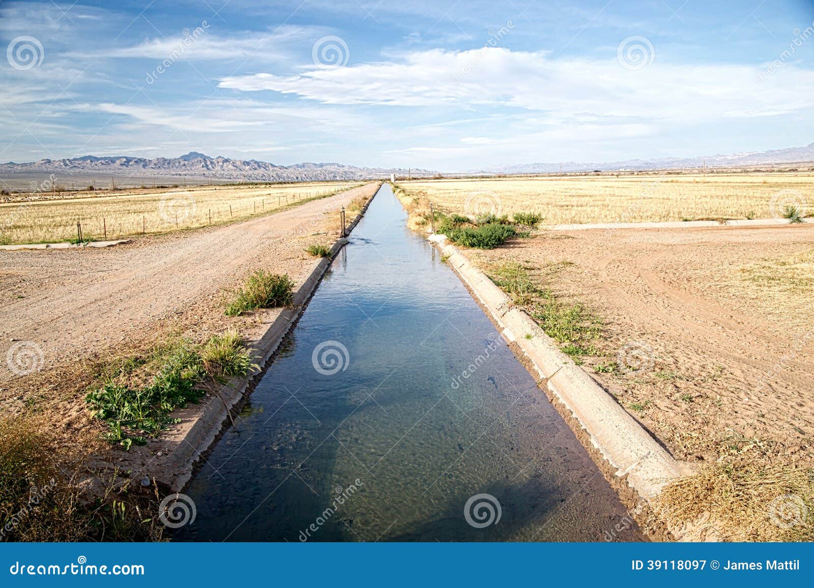 irrigation ditch with flowing water