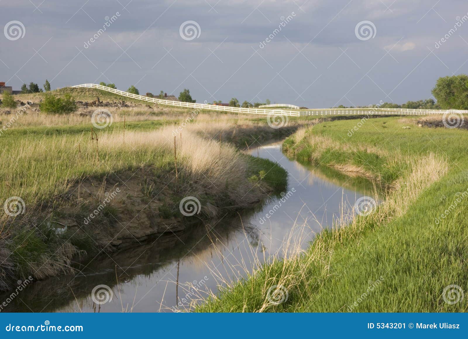 Irrigation Ditch, Green Meadows and Pasture Stock Image Image of green, channel 5343201