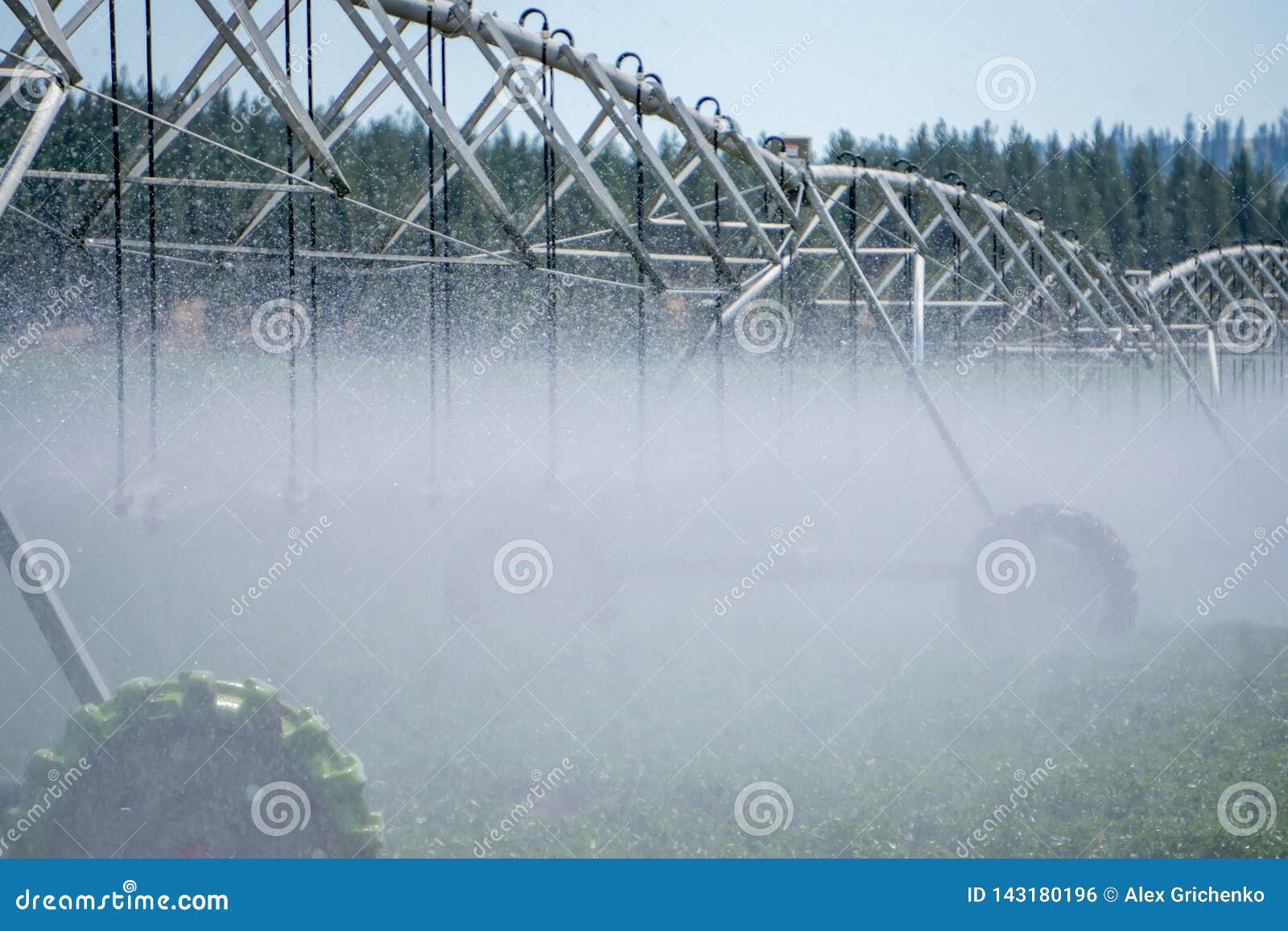 Irrigation Equipment on Farm Field on Sunny Day Stock Photo Image of