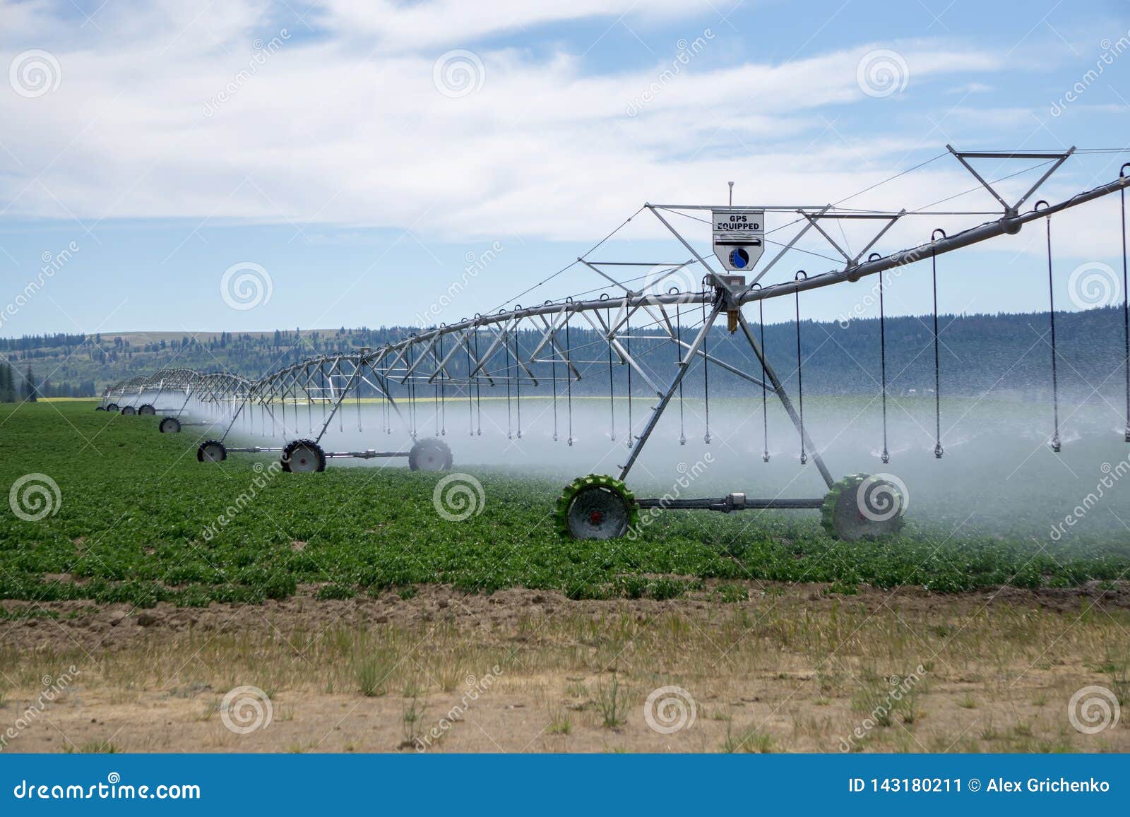 Irrigation Equipment on Farm Field on Sunny Day Stock Image Image of crops, crop 143180211