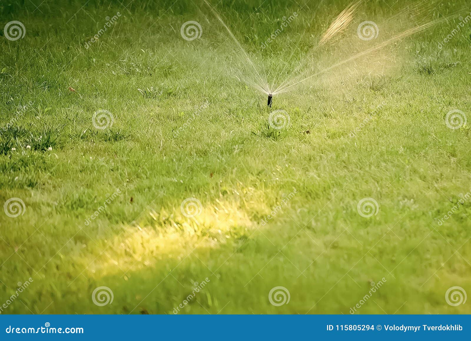 Irrigation System. Closeup of One Mechanical Automatic Irrigation